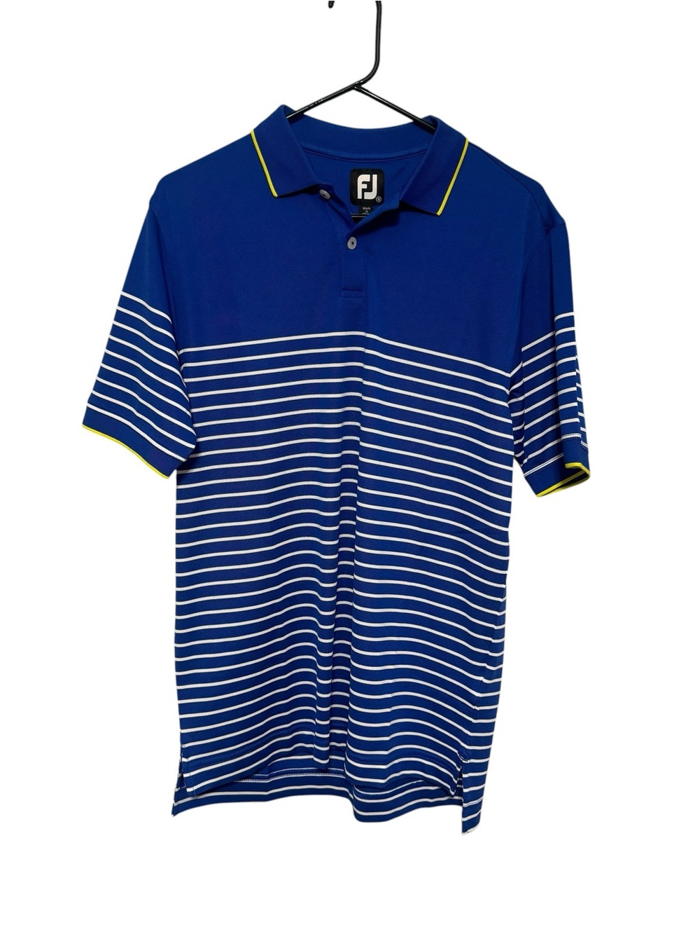 FootJoy Royal Blue Stripe Polo with Yellow Trim
